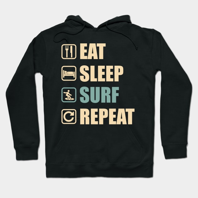 Eat Sleep Surf Repeat - Funny Surf Lovers Gift Hoodie by DnB